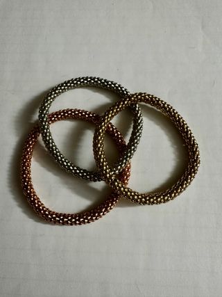 Set 3 bracciali rigidi color oro e argento