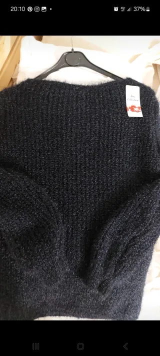 Maglia donna blu notte effetto lucido