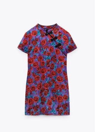 Vestido tipo japonés corto floral Zara talla S