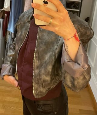 Cazadora Biker Polipiel Gris