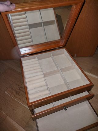 Joyero madera antiguo espejo cajones