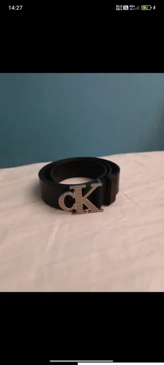 Cintura Calvin Klein Uomo Nera Fibbia Argento