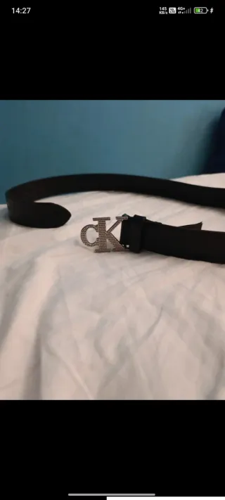 Cintura Calvin Klein Uomo Nera Fibbia Argento