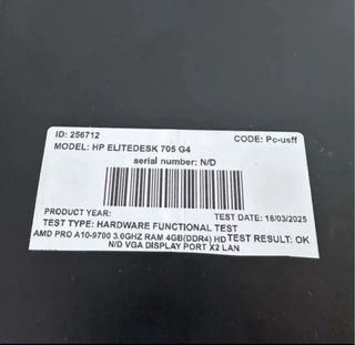 Mini PC HP EliteDesk 705 G4 SSD 240GB