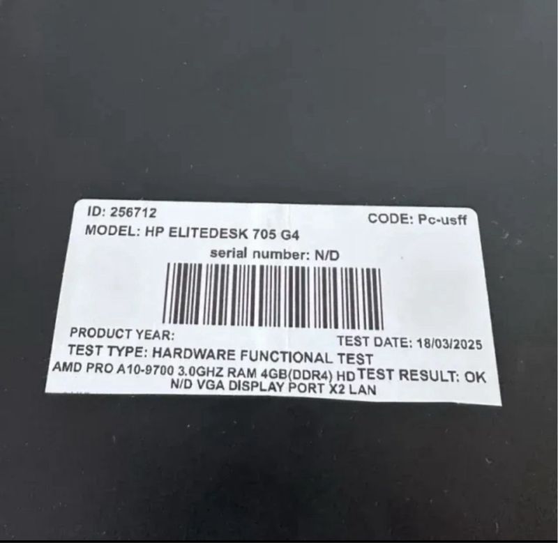 Mini PC HP EliteDesk 705 G4 SSD 240GB afbeelding 4