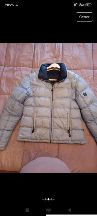 Plumífero reversible azul marino y azul claro