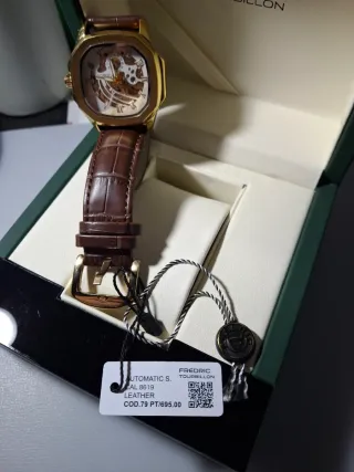 Reloj Fredric Tourbillon Cuero Dorado
