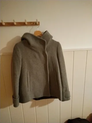 Abrigo paño gris ZARA talla XS