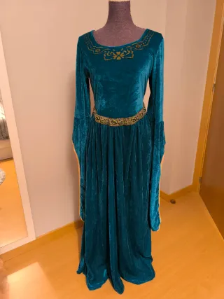 Vestido Medieval Terciopelo Azul Dorado