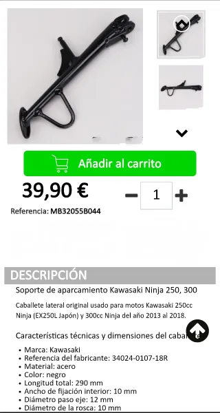 Pata Cabra caballete Kawasaki Ninja 300 Z300