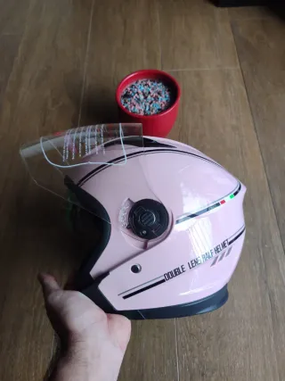 Casco Moto Jet Talla L Rosa Unisex