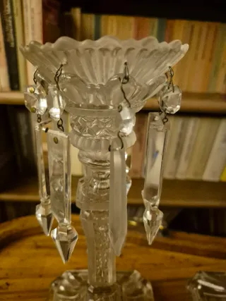 2 Candelabros de cristal con cuentas