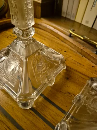 2 Candelabros de cristal con cuentas