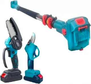 Kit Potatura 3 in 1 Motosega Cesoia Asta Telescopi