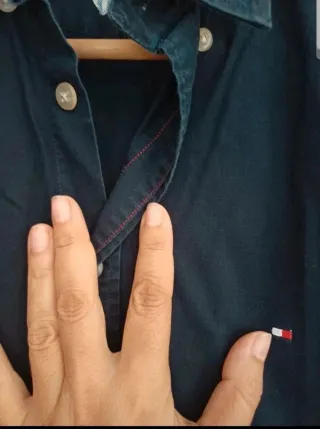 Camisa Tommy Hilfiger Stretch Azul Masculina