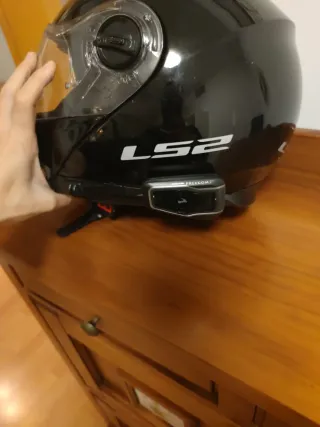 Casco Moto LS2 Strobe Talla M Negro + Cardo