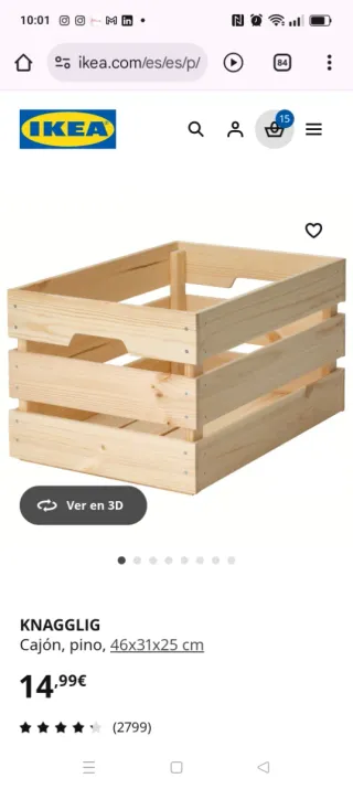 Caja de madera IKEA KNAGGLIG