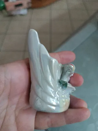 Porta candela cigno ceramica