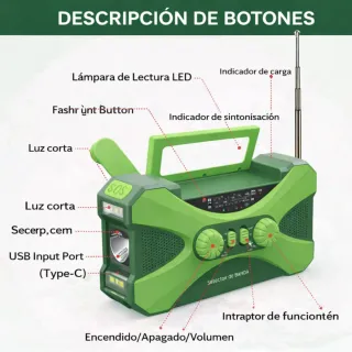 RADIO DE EMERGENCIA SOLAR 10.000mAh