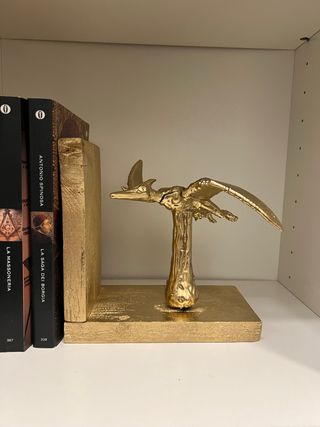 Fermalibri dorati a forma di dinosauro