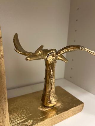 Fermalibri dorati a forma di dinosauro