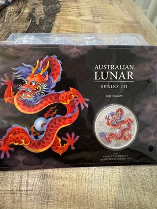 Moneda Lunar Australiana 2024 Dragón Rojo