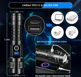 LINTERNA TÁCTICA LED ULTRA POTENTE CALIDAD PREMIUM
