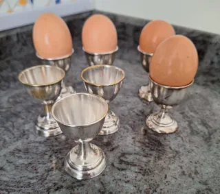 7 Hueveras Metálicas  Plateadas