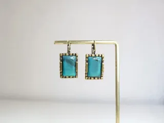 Colgante Rectangular Dorado y Turquesa