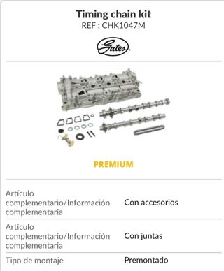 Kit arbol d levas con cadena reforzada PSA 1.5 HDI