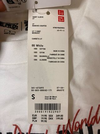 Camiseta UNIQLO One Piece 25th Aniversario Talla S