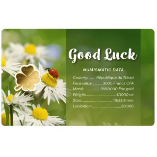 Moneda de Oro 24K Trébol Suerte GOOD LUCK - ÚLTIMA