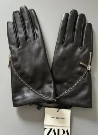 Guantes de piel ZARA. Talla M/L