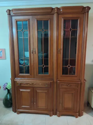 Vitrina madera 2 módulos cristal