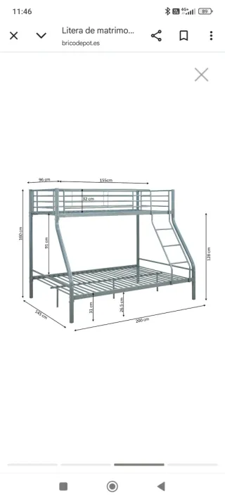 Litera matrimonial metal plateada