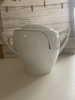 Juego de café porcelana hilo plata