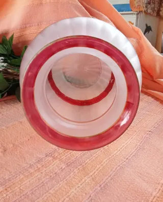 Vaso Vetro Vintage Anni 70 Rosso Bianco