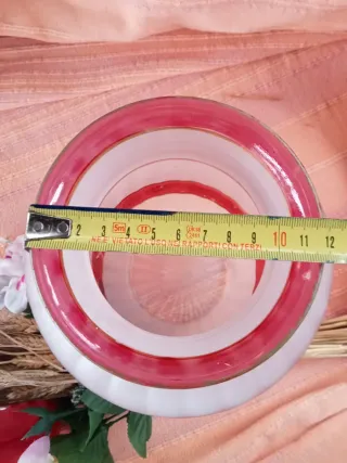 Vaso Vetro Vintage Anni 70 Rosso Bianco