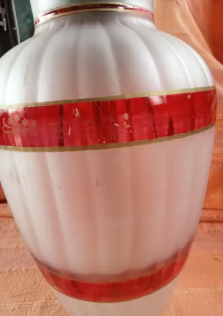 Vaso Vetro Vintage Anni 70 Rosso Bianco