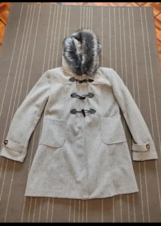 Abrigo mujer gris XXL con capucha