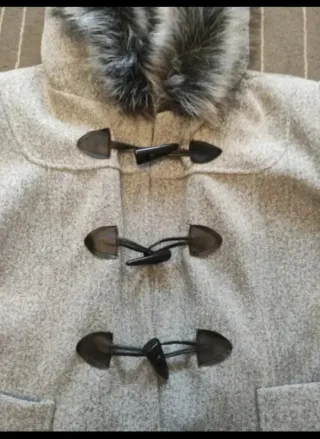 Abrigo mujer gris XXL con capucha