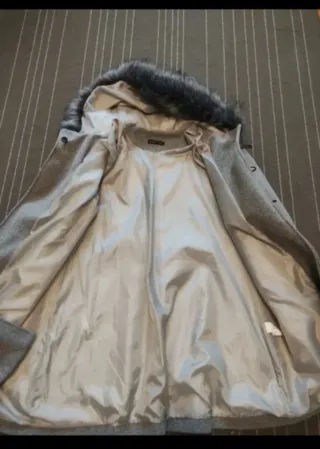 Abrigo mujer gris XXL con capucha