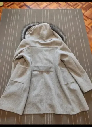 Abrigo mujer gris XXL con capucha