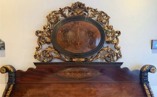 Cama antigua isabelina de caoba