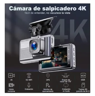 Dash Cam Coche 4K Delantero y Trasero