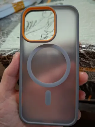 Funda iPhone 16 pro  MagSafe Transparente Naranja