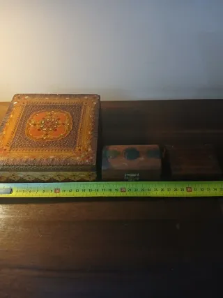 Set 3 scatoline decorative in legno vintage