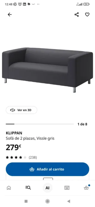 Sofá KLIPPAN y reposapiés EKTORP Gris de IKEA