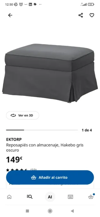 Sofá KLIPPAN y reposapiés EKTORP Gris de IKEA