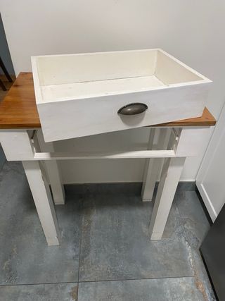 Mesa escritorio madera blanca y marrón